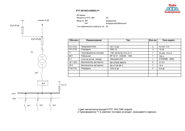 КТПМ-Т  40/10/0,4-В/К-У1 Э