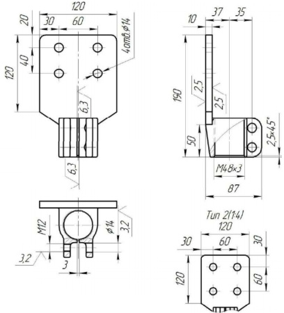 2000 кВА зажим контактный НН (литьё DIN, М48х3,0)