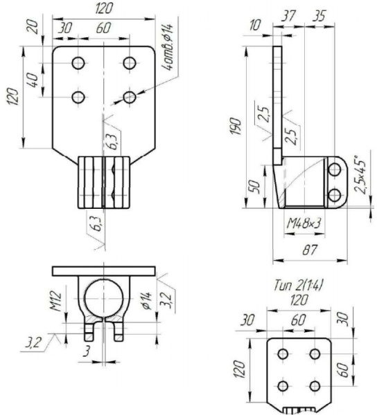 2000 кВА зажим контактный НН (литьё DIN, М48х3,0)