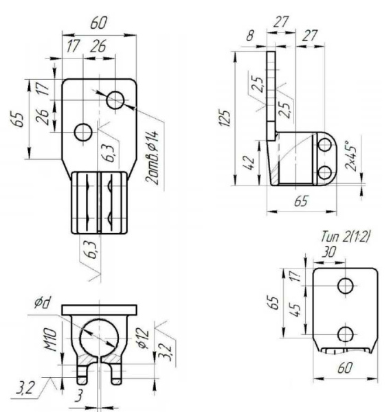 1000 кВА зажим контактный НН (литьё DIN, М30х2,0)