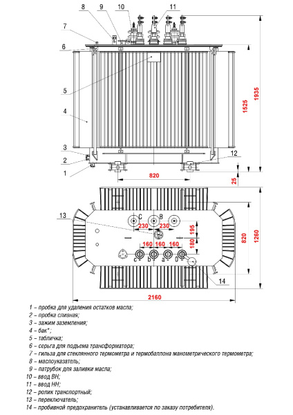 Трансформатор ТМГ21 1600/6/0,4 У/Ун-0 У1